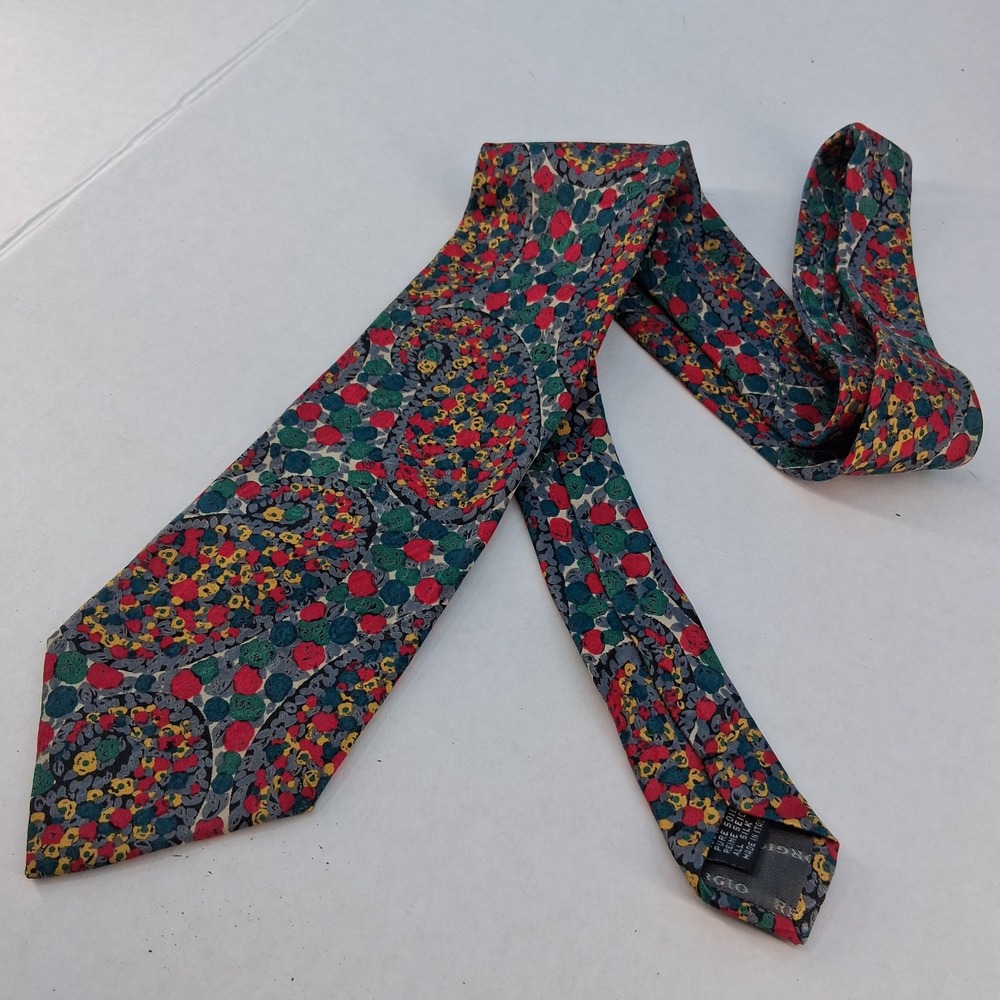 Giorgio Redaelli Necktie Mens Multicolor Silk Floral Paisley Made in Italy Wide